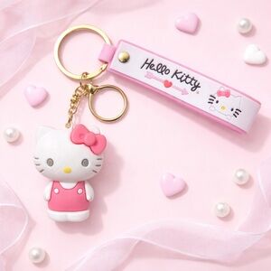 Hello Kitty 3D Keychain Pink Dress Charm Strap 7.5”L Kawaii Cute Bag Charm✨NWOT